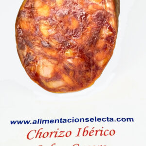 Chorizo Ibérico en piezas de unos 450 grs aproximadamente de puro Chorizo Ibérico elaborado de forma natural y secado durante más de 6 meses en secaderos naturales para garantizar su exquisita curación, sabor y untuosidad y dotado de un aroma intenso pero de textura firme y compacta que hará las delicias de cualquier amante de los productos ibéricos caseros, para una vez en boca recordarnos esos aromas y sabores de la niñez que tan difíciles son de encontrar hoy en día en los productos a la venta en grandes superficies y supermercados tradicionales. Todo el cuerpo de este exquisito chorizo ibérico artesano se encuentra rodeado de los brillantes colores rojizos de la carne y los aderezos de fina grasa que juguetean entre ellos para demostrarnos una vez más que estamos ante una exquisita pieza de Chorizo Ibérico elaborado a base de cerdos ibéricos criados en libertad, que nos dan la oportunidad de disfrutar o regalar un exquisito manjar de la dieta mediterránea rico en proteínas y en disfrute de todos nuestros sentidos. Su proceso de curación de más de 6 meses le dota de un intenso sabor y aroma propio de los productos ibéricos caseros que tanto nos gustan a la hora de saborear un producto seleccionado y recomendado de tan altísima gama gastronómica. Sus brillantes tonos rojizos al corte nos enseñan claramente que el cuerpo carnoso de nuestro Chorizo Ibérico mezclado sabiamente con el resto de ingredientes de nuestra receta de secreto ibérico ancestral van a conseguir darnos un gusto exquisito en nuestro paladar que hace que una vez abierta una pieza de chorizo ibérico en nuestra mesa, esta vaya a durar muy poco tiempo colgada en nuestra despensa o la de nuestros invitados Recomendamos para aprovechar al máximo todas las propiedades del Chorizo Ibérico, sacarlo de su funda de vacío unas 24 / 48 horas antes de irlo a servir, ya que de esa manera todas sus propiedades y aromas tendrán tiempo suficiente para orearse y una vez entrado el aire en su cuerpo y piel carnosa mostrarnos todos los aromas de tan exquisita pieza de auténtico chorizo Ibérico casero. Esta pieza de Chorizo Ibérico con Sabor Casero ha sido elaborada con las mejores piezas de nuestros cerdos ibéricos criados en dehesas a campo abierto para conseguir así que su carne y musculatura tengan un desarrollo uniforme en su sabor y textura, y una vez en boca nos proporcionen toda una jugosa experiencia donde se mezclan la curación en secaderos, la crianza a cielo abierto, la riqueza de la naturaleza de nuestras dehesas y la sabia recete de varias generaciones familiares elaborando auténticas piezas de Máxima Calidad de Chorizo Ibérico con Sabor Casero de verdad. Recomendamos consumir el Chorizo Ibérico Casero a temperatura ambiente entre 20 y 25ºC y después de haberlo sacado de su funda de vacío unas 24 / 48 horas antes. Después de su primer consumo, y si es que ha quedado algo, recomendamos guardarlo en sitio seco y fresco alejado de la luz. Y si quiere comprar un Lote de Productos Ibéricos Sabor Casero en nuestra web le ofrecemos nuestro Lote Gourmet Ibérico compuesto por 3 piezas de 450 gramos aprox cada una con 1 Caña de lomo Ibérico 1 Salchichón Ibérico y 1 Chorizo Ibérico que harán las delicias de su paladar o de aquellas personas a las que regale tan exquisito Lote de Productos Ibéricos Seleccionados dispuestos a competir con cualquier otro Producto Gourmet capaz de componer una exquisita Cesta de Regalos Gourmet Ibéricos Lote de Productos Ibéricos elaborados a base de las mejores carnes y piezas del cerdo Ibérico donde resaltan sus característicos colores vivos y sus potentes aromas tradicionales  Vendemos la mejor Calidad de Productos Ibéricos con envío a domicilio a toda España y Europa incluida. Nuestros Productos Ibéricos como el Lomo el Chorizo ó el Salchichón Ibérico presentados en piezas de 450 grs aproximadamente cada uno han tenido un proceso de maduración y desecación que les da su característico olor sabor y color y que les hace incomparables con otros productos de carácter más industrial que Ustedes pueden comprar en grandes superficies Es probable que si compara los precios de otros Lotes de productos Ibéricos supuestamente elaborados de manera tradicional y vendidos en grandes superficies comerciales estos les parezcan a priori más baratos pero les Garantizamos de verdad que la Calidad de nuestros Chorizos salchichones y Lomos Ibéricos les va a sorprender Los Productos Ibéricos Ofertados en este lote se van a caracterizar al corte por un picado grueso y una constante infiltración de la grasa en la musculatura de los animales que representa la verdad de su crianza en campo abierto y que hace que a la hora de consumir estos productos Ibéricos Usted pueda disfrutar de todas sus cualidades organolépticas desde que abre el vacío Esta jugosidad en boca hace de nuestra Selección de Productos Ibéricos un regalo perfecto no solo para compartir en familia regalos etc sino como ingrediente imprescindible para el sector de hostelería y restauración por su exquisita relación precio calidad Y si desea comprar Lotes de Productos Ibéricos en cantidades grandes haga ahora una prueba comprando este pack oferta de 3 piezas de productos ibéricos y pídanos después precio para más cantidad a través de nuestro wasapp Estamos tan seguros de la gran Calidad que les ofrecemos en nuestros Chorizos Lomos y salchichones Ibéricos que les aseguramos que ni las Mejores Recetas Caseras de España se acercan al resultado final de este exquisito manjar curado del Cerdo Ibérico que aquí les presentamos Nuestro mejor premio a la Calidad es que Ustedes prueben esta oferta de Salchichón Chorizo y Caña de lomo Ibérico y nos comenten después qué les ha parecido nuestro Lote Garantizamos la Calidad Sabor y Olor de nuestros Productos Ibéricos elaborados con los mejores cerdos criados en libertad en nuestras dehesas para una vez en fábrica ser tratados como auténticas piezas de joyería capaz de transmitir una vez cortados el sentimiento de sabor a naturaleza plena que Ustedes están buscando en nuestros productos Ibéricos Seguro que tiene amigos o compañeros de trabajo que ya han probado la excelente calidad de nuestros Lotes de Productos Ibéricos a los que intentan imitar en las mejores recetas caseras de la matanza ofrecidas en internet por famosos cocineros tradicionales No podemos garantizar este precio del Lote de Chorizo Caña de Lomo y Salchichón Ibérico sabor Casero de manera indefinida aproveche esta oferta de la dehesa Española ya que nuestra producción es limitada en el tiempo debido al largo proceso de maduración de nuestros productos Lote de Productos Ibéricos compuesto por 3 piezas de 450 gr aprox cada una con 1 Caña de Lomo Ibérico 1 Chorizo Ibérico y 1 Salchichón Ibérico elaborados de manera Artesanal con las mejores piezas de nuestros cerdos criados en total libertad como refleja el color y aroma de cada pieza 1 Caña de Lomo de 450 gr aprox 1 Salchichón Ibérico de 450 gr aprox y 1 Chorizo Ibérico de 450 gr aprox componen este Lote de Productos Ibéricos con Sabor Casero realmente exquisitos y listos para degustar o regalar gracias a su excelente precio de venta Si Ud es un amante de los Productos Ibéricos de Mercadona 5 Jotas Navidul Barrica Monteluz etc  les animamos a que compren este Lote de Productos Ibéricos y compare precios y calidades les aseguramos que no les vamos a decepcionar y que sólo van a desear repetir Caña de Lomo Ibérico Chorizo Ibérico y Salchichón Ibérico elaborados artesanalmente con las mejores piezas y carnes de nuestros cerdos ibéricos Españoles criados en dehesas en total libertad para darle a cada pieza ese sabor color y aroma que sólo le puede dar la naturaleza Si quiere comprar el mejor lote de embutidos Ibéricos de España con Portes Gratis para toda la península este es su Lote Oferta con 1 Caña de Lomo Ibérico 1 Chorizo Ibérico y 1 Salchichón Ibérico Total casi 1,5 kilos de auténticos Productos Ibéricos con Sabor Casero de nuestras dehesas Lote de Productos Ibéricos con 1 pieza de Caña de Lomo Ibérico 1 Chorizo Ibérico y 1 Salchichón Ibérico Caña de Lomo Ibérico Chorizo Ibérico y Salchichón Ibérico para comer o regalar y quedar como Reyes Cada pieza de Lomo Chorizo y Salchichón tiene un peso aproximado de 450 gr de puro sabor Ibérico Son embutidos Ibéricos de altísima calidad elaborados con las mejores carnes de cerdos en libertad   Comprar Lote de Productos Ibéricos al mejor precio y dese el gustazo de probar algo diferente Lomo Ibérico Chorizo Ibérico y Salchichón Ibérico al mejor precio y con Portes Gratis en Península