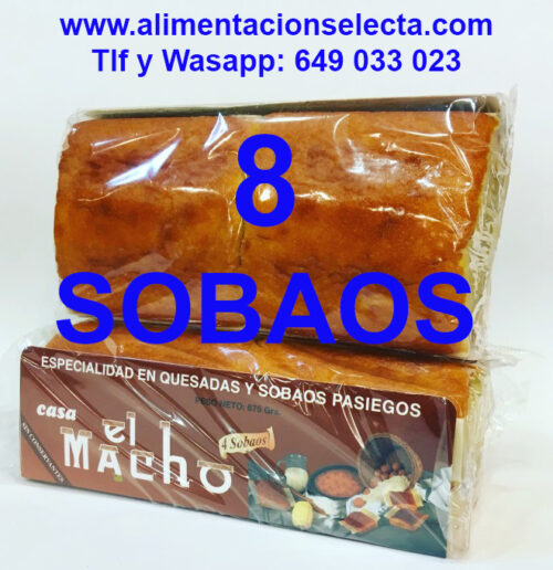 Comprar Sobaos El Macho Gigantes precio oferta Pack de 8 Sobaos El Macho tamaño Gigante peso neto total 1,350 kilos de los Mejores Sobaos de Cantabria divididos en 2 paquetes de 4 Sobaos El Macho cada uno con 675 gramos de sobaos pasiegos artesanos cada paquete, para que así pueda degustarlos en diferentes momentos, o si bien quiere comprar sobaos para regalar de este modo puede regalar un paquete y comerse otro, o reglar los diferentes paquetes a diferentes personas… Cuando Usted ha visitado Cantabria, seguro que ha probado los exquisitos Sobaos El Macho tamaño gigante que aquí le presentamos, estos sobaos El Macho unidos a un buen café, un desayuno con Cola Cao ó un simple buen vaso de leche hacen las delicias de cualquiera, y no es para menos pues todos los ingredientes naturales de los sobaos El Macho, unidos al sabor de una buena taza de café, chocolate a la taza, Cola Cao etc nos dan la energía suficiente para afrontar el resto del día con el gran recuerdo de ese desayuno espectacular con sabor a Cantabria que nos acabamos de tomar. Peso neto de cada paquete de 4 Sobaos El Macho Gigantes 675 gr. Total peso neto del Pack de Oferta con 8 Sobaos El Macho 1,350 kilos Vendemos la mejor Calidad de Sobaos Pasiegos El Macho de Cantabria con envío a domicilio a toda España y Europa incluido. Nuestra receta casera de Sobaos Gourmet El Macho con ingredientes naturales 100% es bien sencilla, se basa en la receta pasiega de toda la vida de como nuestros abuelos y bisabuelos crearon un postre con la leche como ingrediente básico capaz de saciar el hambre a la vez que alegraba el estómago de los chavalines de aquella época. La receta de los sobaos pasiegos de Cantabria es bien fácil de elaborar sólo consiste en elegir los mejores huevos, la mejor harina de trigo, la mejor mantequilla y el mejor azúcar, el resto del toque artesano se le darán en el horno nuestros maestros reposteros para que una vez que Usted haga su compra de Sobaos Pasiegos El Macho, estos le lleguen a su domicilio en tan solo 24 48 horas con todas sus propiedades intactas y con ese sabor artesano especial que nos diferencia de cualquier otro sobao de Cantabria que Usted haya probado. Es probable que si compara los precios de otros sobaos de Cantabria supuestamente elaborados artesanalmente y vendidos en grandes superficies comerciales como Mercadona Carrefour etc éstas les parezcan a priori sobaos más baratos, pero les Garantizamos de verdad que la Calidad, Sabor y el peso neto de nuestros paquetes de Sobaos El Macho de Cantabria les van a sorprender tanto a Ustedes como a aquellos con los que ustedes deseen compartirlos. Si Usted busca dónde comprar sobaos pasiegos en Madrid, dónde comprar sobaos El Macho por internet, dónde comprar sobaos gigantes de Cantabria, dónde comprar sobaos en Vega de Pas online, dónde comprar sobaos cerca de mi, no busque más nosotros vendemos los mejores sobaos de Cantabria y en menos de 24 48 horas se los hacemos llegar a su domicilio en cualquier punto de la península Española gracias a nuestras empresas de mensajería urgente. Estos sobaos El Macho de gran Calidad y Gran tamaño con Denominación de Origen de Cantabria son Alimentos Gourmet del norte de España ideales no solo para compartir en familia regalos empresas etc sino para el sector de hostelería y restauración por su exquisita relación precio calidad. Y si desea comprar sobaos Pasiegos El Macho en cantidades grandes haga ahora una prueba comprando este pack oferta de 8 sobaos Gigantes El Macho y pídanos después precio para más cantidad de paquetes de sobaos a través de nuestro wa sapp o mail. Estamos tan seguros de la gran Calidad que les ofrecemos en nuestros Sobaos Pasiegos El Macho Receta Pasiega Clásica que les aseguramos que ni las Mejores Recetas de sobaos de España de grandes supermercados como Mercadona Carrefour etc se acercan al resultado final de este exquisito pack de sobaos del Cantábrico que aquí les presentamos. Pruebe y compare la calidad de nuestro postre más emblemático de Cantabria y ya verá cómo nos da la razón de que estos sobaos no tienen posible comparación, ni en tamaño, ni en sabor. Nuestro mejor premio a la Calidad es que Ustedes prueben esta oferta de Sobaos Pasiegos Receta Artesana y nos comenten después qué les ha parecido nuestro lote. Y si quieren aumentar su disposición a probar más recetas típicas de sabores de Cantabria, pueden añadir a este lote unas Anchoas de Santoña, una bandeja de Boquerones del Mar Cantábrico, unos tarros de Bonito ó Ventresca del Norte, Sardinillas o Mejillones de Galicia, unas botellas de orujo Artesano de Potes, lo que se llama en definitiva un pack de Sabores Gourmet Cantabria Infinita… A ver qué dicen sus invitados…. Garantizamos la Calidad Sabor y Textura de nuestros Sobaos y Quesadas Artesanas de Cantabria con los que agasajar ó regalar a su familia, invitados y amigos. Seguro que tiene amigos o compañeros de trabajo que ya han probado la excelente calidad de nuestros sobaos Pasiegos El Macho con Denominación de Origen de Cantabria a los que intentan imitar en las mejores recetas ofrecidas en internet famosos cocineros y reposteros Españoles, pero que por desgracia no han nacido en Vega de Pas como nosotros y nuestros sobaos… No podemos garantizar este precio del Lote de Sobaos El Macho receta casera Pasiega de manera indefinida aproveche esta oferta para comprar 8 Sobaos Gigantes Artesanos El Macho y siéntase como desayunando en Vega de Pas junto a su café, taza de chocolate o Cola Cao preferido. Si Usted quiere saber dónde comprar los Mejores Sobaos de Cantabria en Madrid, en Barcelona, en Sevilla, en Zaragoza, en Bilbao, no se preocupe, nosotros vendemos la Mejor Calidad, el Mejor Sabor y el Sobao más Gigante de Cantabria en esta web y además le hacemos llegar nuestros Sobaos El Macho a domicilio en 24 48 horas a cualquier destino dentro de la península española. Si usted quiere comprar Sobaos Joselín de Cantabria, si quiere comprar sobaos Serafina, si quiere comprar sobaos Martínez, si quiere comprar sobaos El Andral, si quiere comprar sobaos Etelvina, si quiere comprar sobaos El Campesino, si quiere comprar sobaos Mercadona, o si quiere comprar sobaos El Corte Inglés, sólo le pedimos que nos de una oportunidad y piense en comprar Sobaos El Macho tamaño Gigante en este pack de oferta al mejor precio con 8 Sobaos grandes, grandes para deleitar a su familia y amigos con el mejor postre de Cantabria. Sobaos El Macho precio oferta para este pack de 8 sobaos que pesan en total 1,350 kilogramos de auténticos Sobaos Artesanos Pasiegos. Si usted no sabe dónde comprar Sobaos Joselín de Cantabria, si no sabe dónde comprar sobaos Serafina, si no sabe dónde comprar sobaos Martínez, si no sabe dónde comprar sobaos El Andral, si no sabe dónde comprar sobaos Etelvina, si no sabe dónde comprar sobaos El Campesino, si no sabe dónde comprar sobaos Mercadona, o si no sabe dónde comprar sobaos El Corte Inglés, sólo le pedimos que nos de una oportunidad y piense en comprar Sobaos El Macho tamaño Grande en este pack de oferta al mejor precio con 8 Sobaos grandes, grandes para deleitar a su familia y amigos con el mejor postre de Cantabria. Compre ahora los Mejores Sobaos de Cantabria, los Mejores Sobaos Pasiegos de Vega de Pas, compre los Mejores Sobaos de Santander en este pack al mejor precio con los 8 Mejores Sobaos El Macho repartidos en 2 paquetes de 4 sobaos cada uno, y que juntos los 8 sobaos hacen un peso total de 1,350 kilos de puro Sobao Artesano de Cantabria.