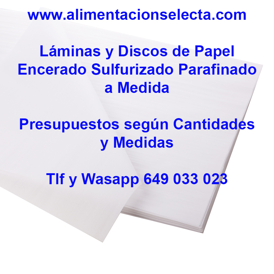 2.500 Discos de Papel Encerado Sulfurizado Parafinado para Alimentación  Conservas Hamburguesas y Postres Discos y Láminas de Papel Sulfurizado  Parafinado Encerado de 11 ó 12 cm de diámetro a elegir por Uds.