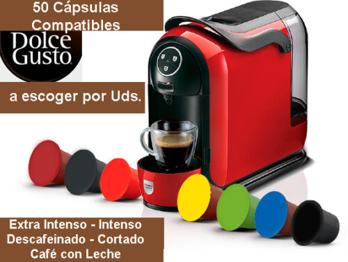 Cápsulas Compatibles de Café Dolce Gusto Café sabor Extra Intenso Cortado Café con Leche Descafeinado e Intenso 50 Cápsulas Compatibles al Mejor Precio con Cafés de Calidad Sabor Dolce Gusto Mercadona Tassimo Eroski Alcampo Auchan Corte Ingles Cremesso Digrato Nespresso Mercadona