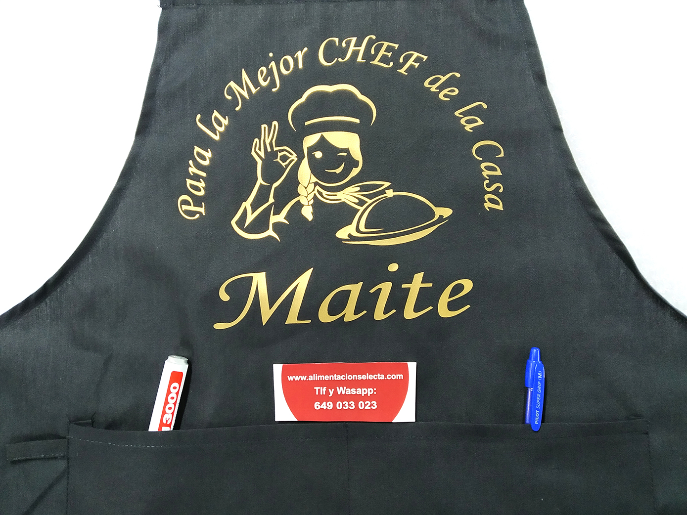 Delantal de cocina Masterchef personalizado bordado con nombre delantal  negro